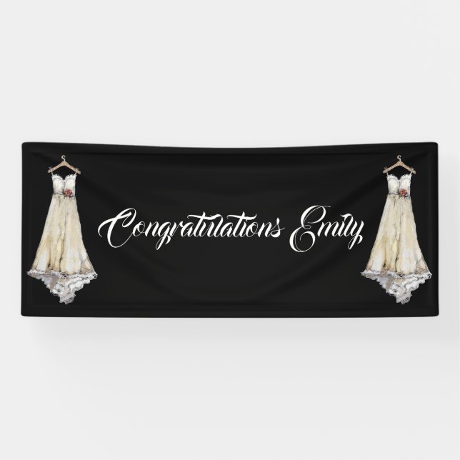 Bride Bridal Shower Wedding Dress Party Customize Banner (Horizontal)