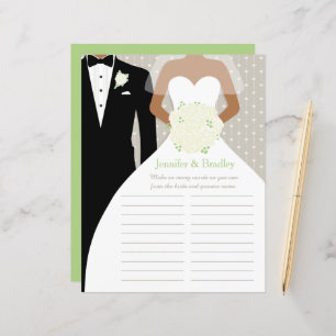 Bride Bridal Shower Word Game white posy dress