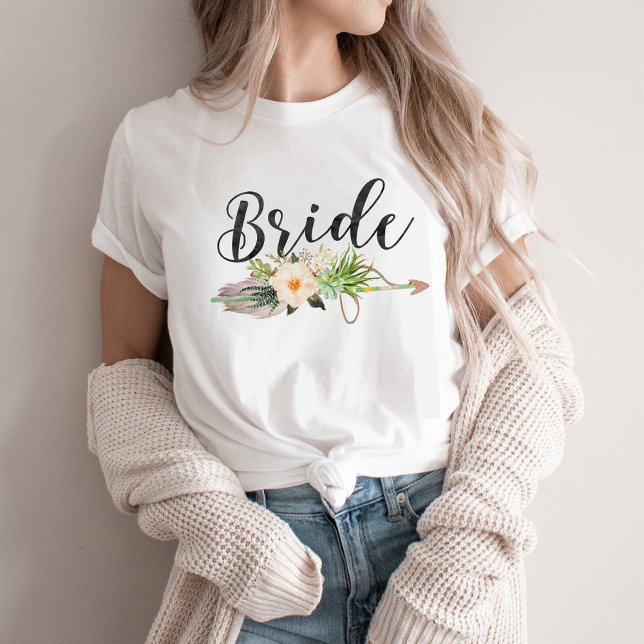 Bride| Bride Tribe | Feather Arrow,Floral Arrow T-Shirt (Creator Uploaded)