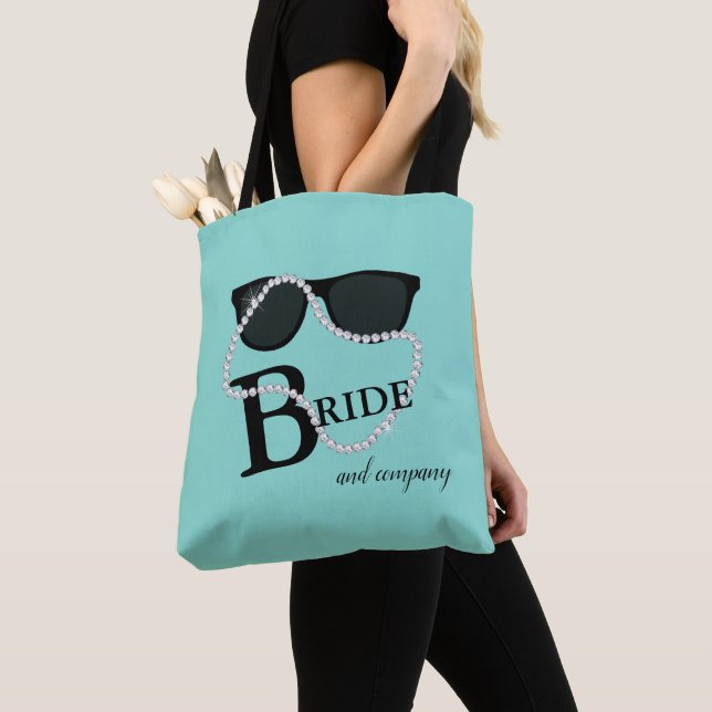 Bride & Bridesmaid Diamond Tiara Party Shower Tote Bag (Close Up)
