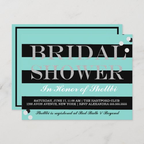 BRIDE  Bridesmaids Black Teal Blue Bridal Shower Invitation