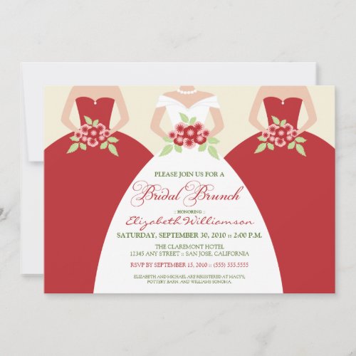 Bride  Bridesmaids Bridal Brunch Invitation red