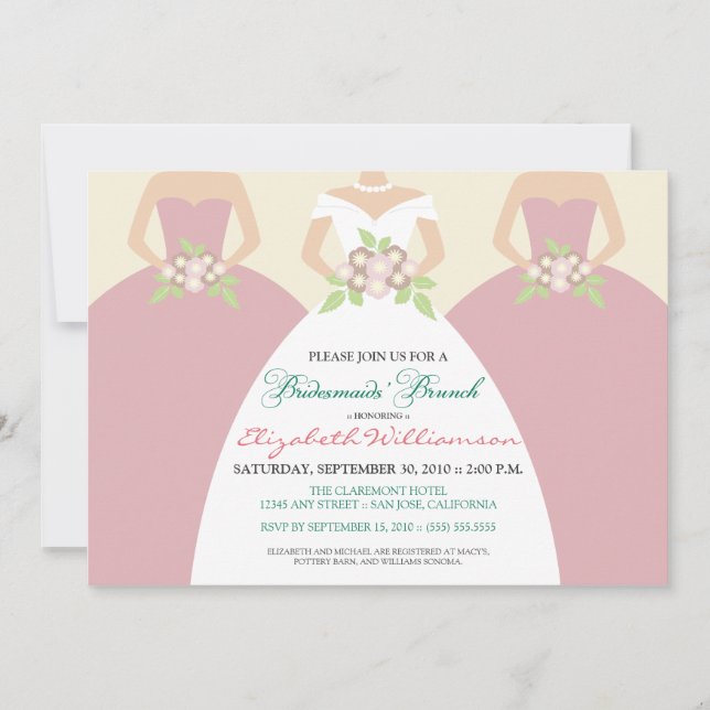 Bride & Bridesmaids Bridal Brunch Invite (blush) (Front)