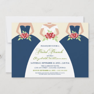 Bride & Bridesmaids Bridal Brunch Invite (navy)