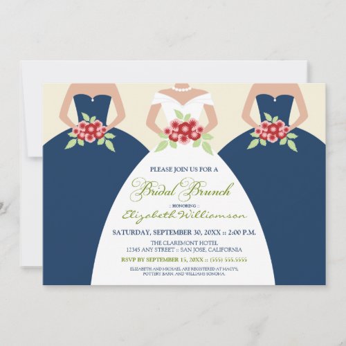 Bride &amp; Bridesmaids Bridal Brunch Invite (navy)
