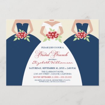 Bride & Bridesmaids Bridal Brunch Invite (navy) by TheWeddingShoppe at Zazzle