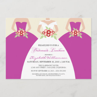 Bride & Bridesmaids Bridal Luncheon (fuchsia) Invitation