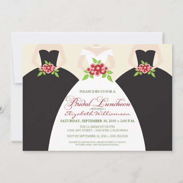 Bride & Bridesmaids Bridal Luncheon Invite (black) (Front)
