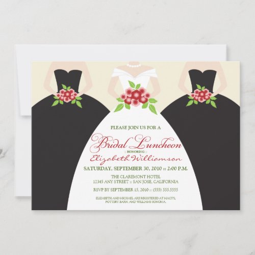 Bride  Bridesmaids Bridal Luncheon Invite black