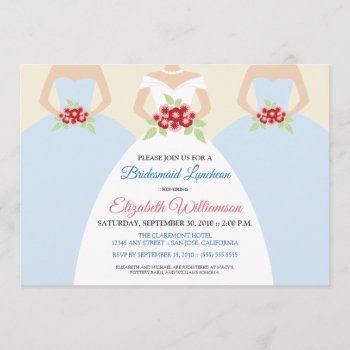 Bride & Bridesmaids Bridal Luncheon Invite (blue) by TheWeddingShoppe at Zazzle