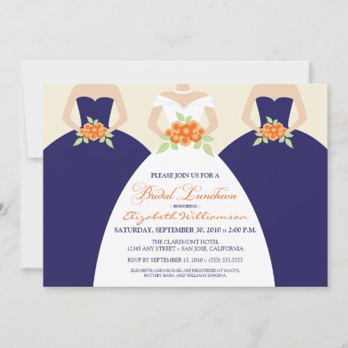 Bride &amp; Bridesmaids Bridal Luncheon Invite (navy)