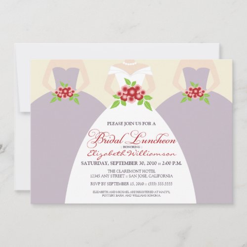 Bride &amp; Bridesmaids Bridal Luncheon Invite: purple