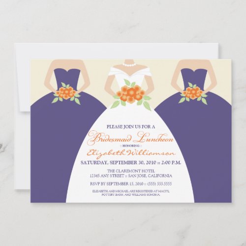 Bride  Bridesmaids Bridal Luncheon Invite purple Invitation