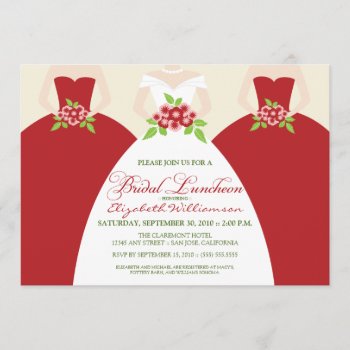 Bride & Bridesmaids Bridal Luncheon Invite (red) by TheWeddingShoppe at Zazzle