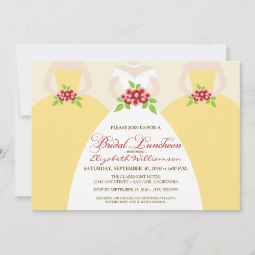 Bride &amp; Bridesmaids Bridal Luncheon Invite: yellow