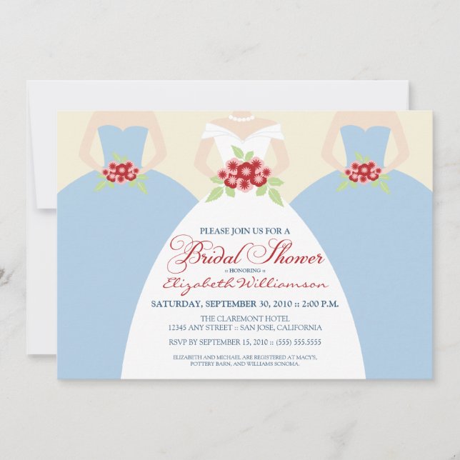 Bride & Bridesmaids Bridal Shower Invite (blue) (Front)