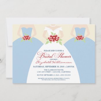 Bride & Bridesmaids Bridal Shower Invite (blue) by TheWeddingShoppe at Zazzle