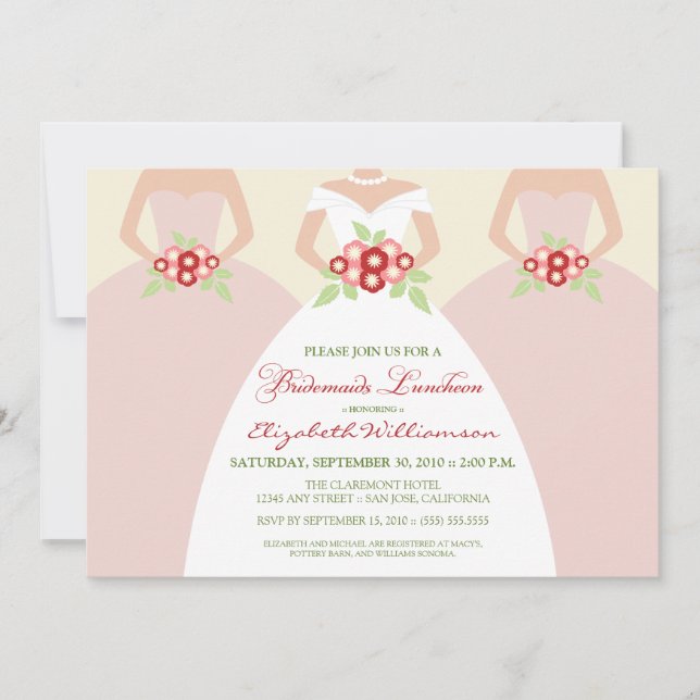 Bride & Bridesmaids Bridal Shower Invite (blush) (Front)