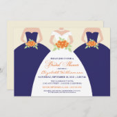 Bride & Bridesmaids Bridal Shower Invite (navy) (Front/Back)