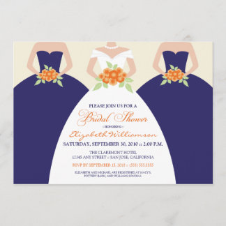 Bride & Bridesmaids Bridal Shower Invite (navy)