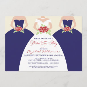 Bride & Bridesmaids Bridal Tea Party (navy) Invitation