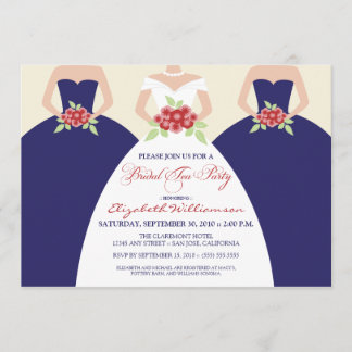 Bride & Bridesmaids Bridal Tea Party (navy) Invitation