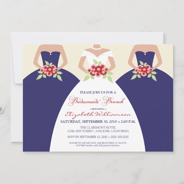 Bride & Bridesmaids Bridesmaids' Brunch (navy) Invitation (Front)