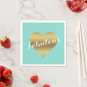 Bride & Bridesmaids Gold Heart Bridal Shower Party Napkins