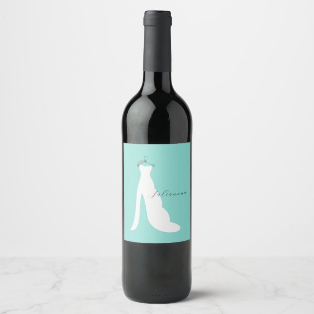 BRIDE & Bridesmaids Here Comes The Bride Party Wine Label (Front)