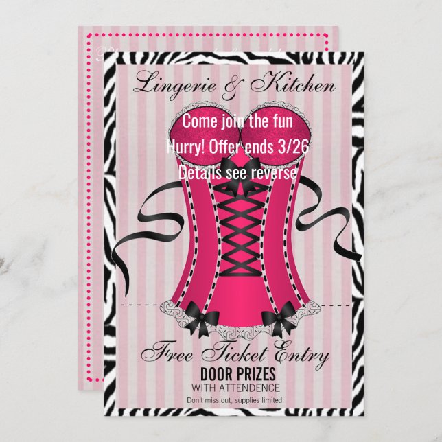 BRIDE & Bridesmaids Lingerie Pink Shower Party Invitation (Front/Back)