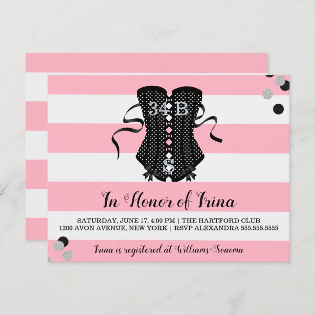 BRIDE & Bridesmaids Ohh Lala Lingerie Shower Party Invitation (Front/Back)