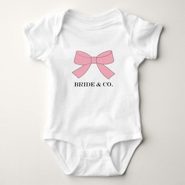 BRIDE & Bridesmaids  Pink Shower Party Ruffle Baby Bodysuit (Front)