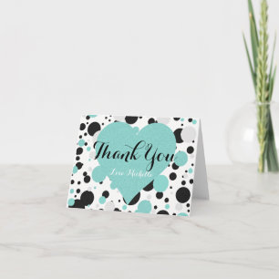BRIDE & Bridesmaids Teal Blue Polka Dot Letterpress Thank You Card