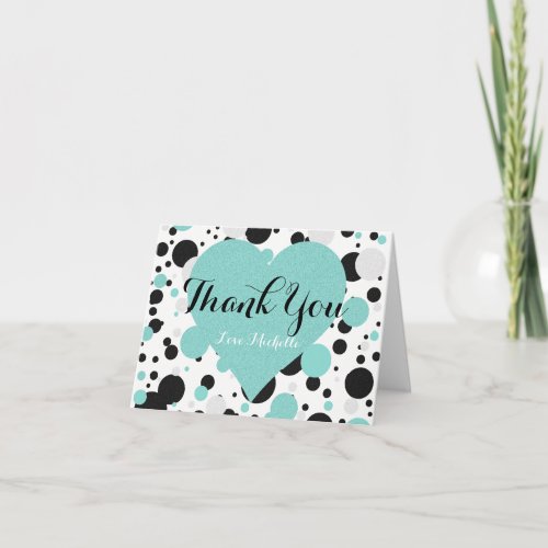 BRIDE  Bridesmaids Teal Blue Polka Dot Thank You Card