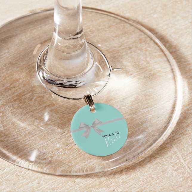 Bride & Bridesmaids Touch Of Silver Bridal Party Wine Charm (In Situ)