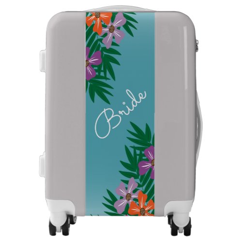 Bride  Bright Colored Tropical Flowers Luggage