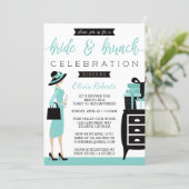 Bride & Brunch Shower Invitation, Blue, Black Invitation (Standing Front)