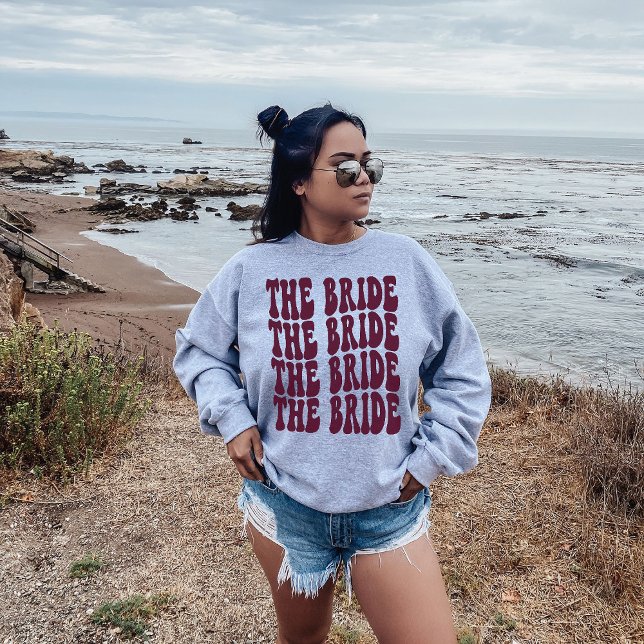 Bride Burgundy Customized Matching Bridal Party Sweatshirt (Creator Uploaded)