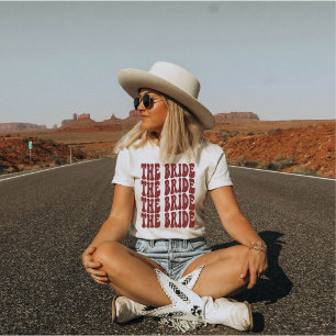 Bride Burgundy Customized Matching Bridal Party T-Shirt