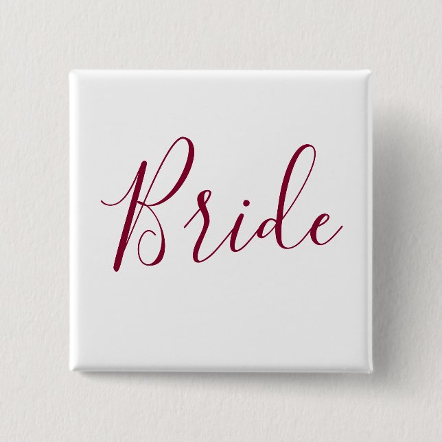 Bride Burgundy Font Button (Front)