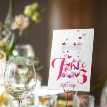 Bride Candy Hearts Love Is In The Air Hearts Party Table Number by Ohhhhilovethat at Zazzle