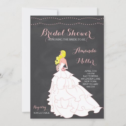 Bride Chalkboard Bridal Shower Invitations