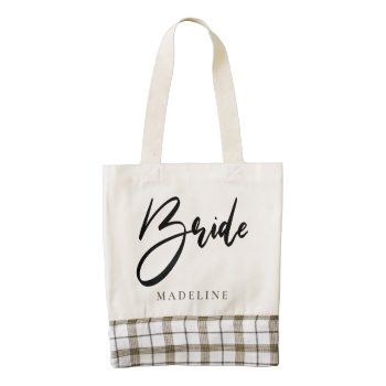 Bride Chic Black Typography Personalized Zazzle Heart Tote Bag by M_Blue_Designs at Zazzle
