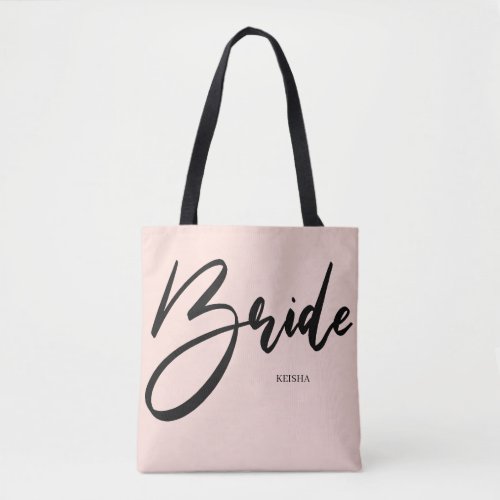 Bride Chic Blush Pink and Black Handwriting Tote Bag