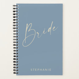 Bride Chic Minimalist Personalized Dusty Blue Notebook