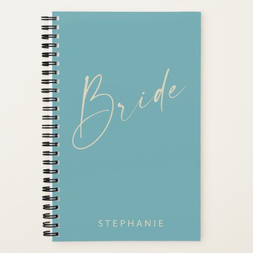 Bride Chic Minimalist Personalized Teal Blue Notebook