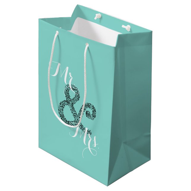BRIDE & CO Autumn Wedding Mr & Mrs Party Gift Bag (Front Angled)