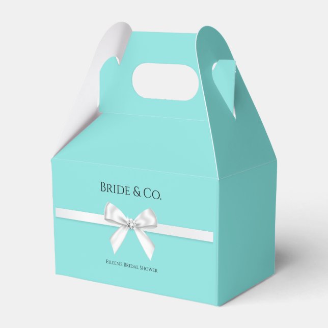 Bride & Co. Baby & Co Turquoise & Teal Invitation Favor Boxes (Front Side)