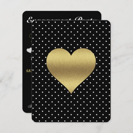 Bride & Co Black And Gold Heart & Polka Dot Party Invitation