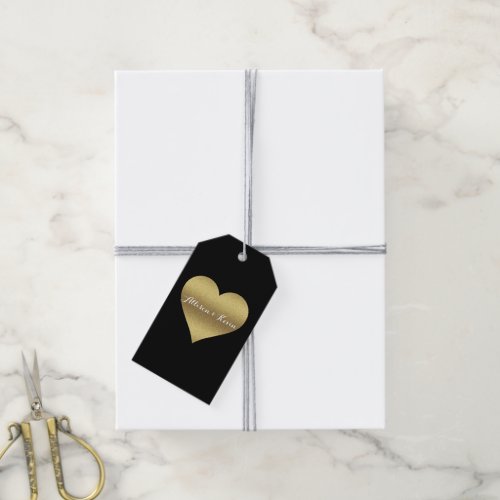 BRIDE  CO Black  Gold Heart Wedding Bridal Party Gift Tags